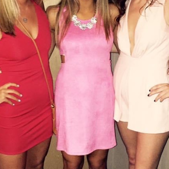 Pink Suede Dress With Cut Out Sides - Picture 2 of 8